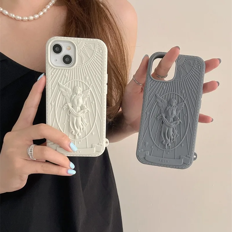 3D Statue of Liberty Protective Case For iPhone 15Pro Max 14Pro 13 12Pro max European and American style anti-fall TPU soft case