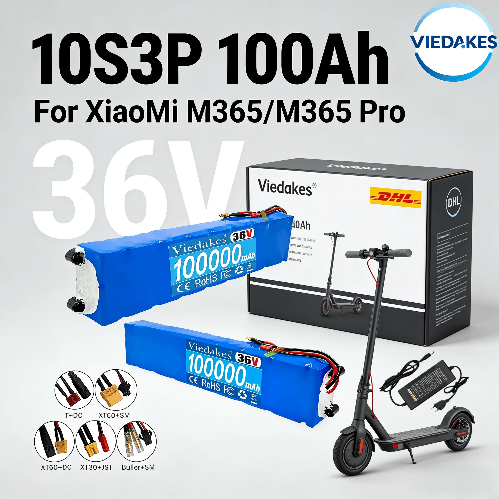 

✈️ Аккумулятор 10S3P 36В 10000мАч с кронштейном для универсального электросамоката, литий-ионный аккумуляторный блок с BMS и зарядным устройством