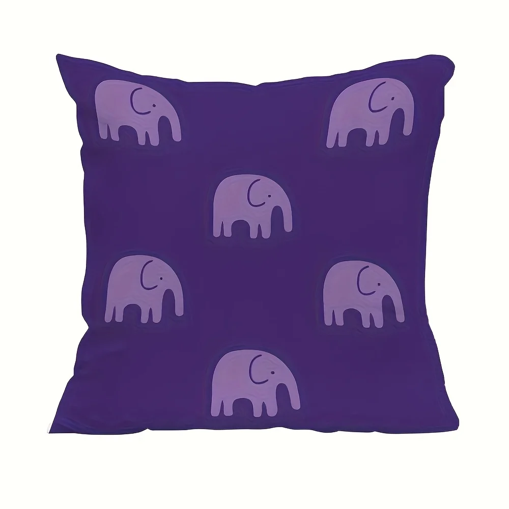 Modern Purple Elephant Pillow Case Double-Sided Pink Tones Decorative Cushion Cover, Machine Washable Home Decor for Sofa, 1PC