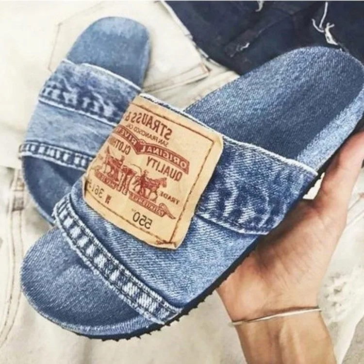 

Женские нескользящие сандалии, удобные джинсовые туфли на мягкой подошве на плоской подошве.