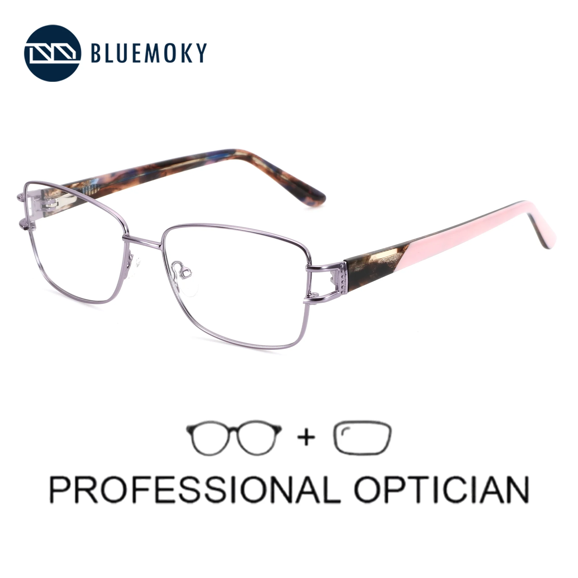 BLUEMOKY S taille métal papillon photochromique personnalisé lunettes de Prescription femmes myopie, lentilles optiques progressives avec recette