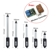 Mini Linear Actuator 20N DC 12V Lifter Telescopic Rod 25mm 50mm 75mm 100mm 150mm Switch Pause Remote Controller Lineal Actuador