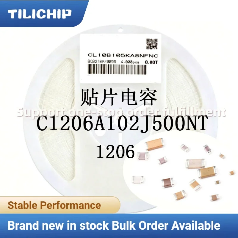 10PCS~20PCS Brand new  C1206A102J500NT SMD Capacitor 1206 100pF~22μF 25V~100V ±5% 1nF