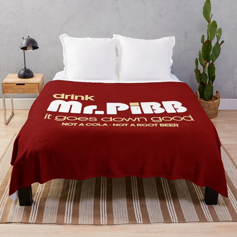 

Drink Mr Pibb // Vintage 80s Distressed Style Throw Blanket Sofa sofa bed Blankets