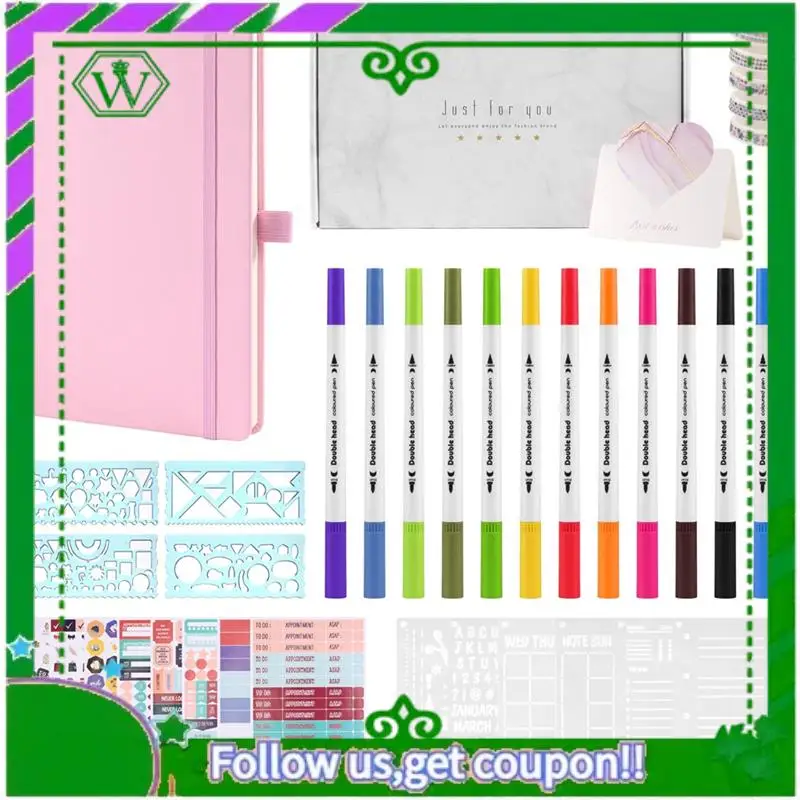 

Reliable-A5 Hardcover Dotted Journal Notebook With 184 Numbered Pages,Dotted Journaling Kit For Beginner