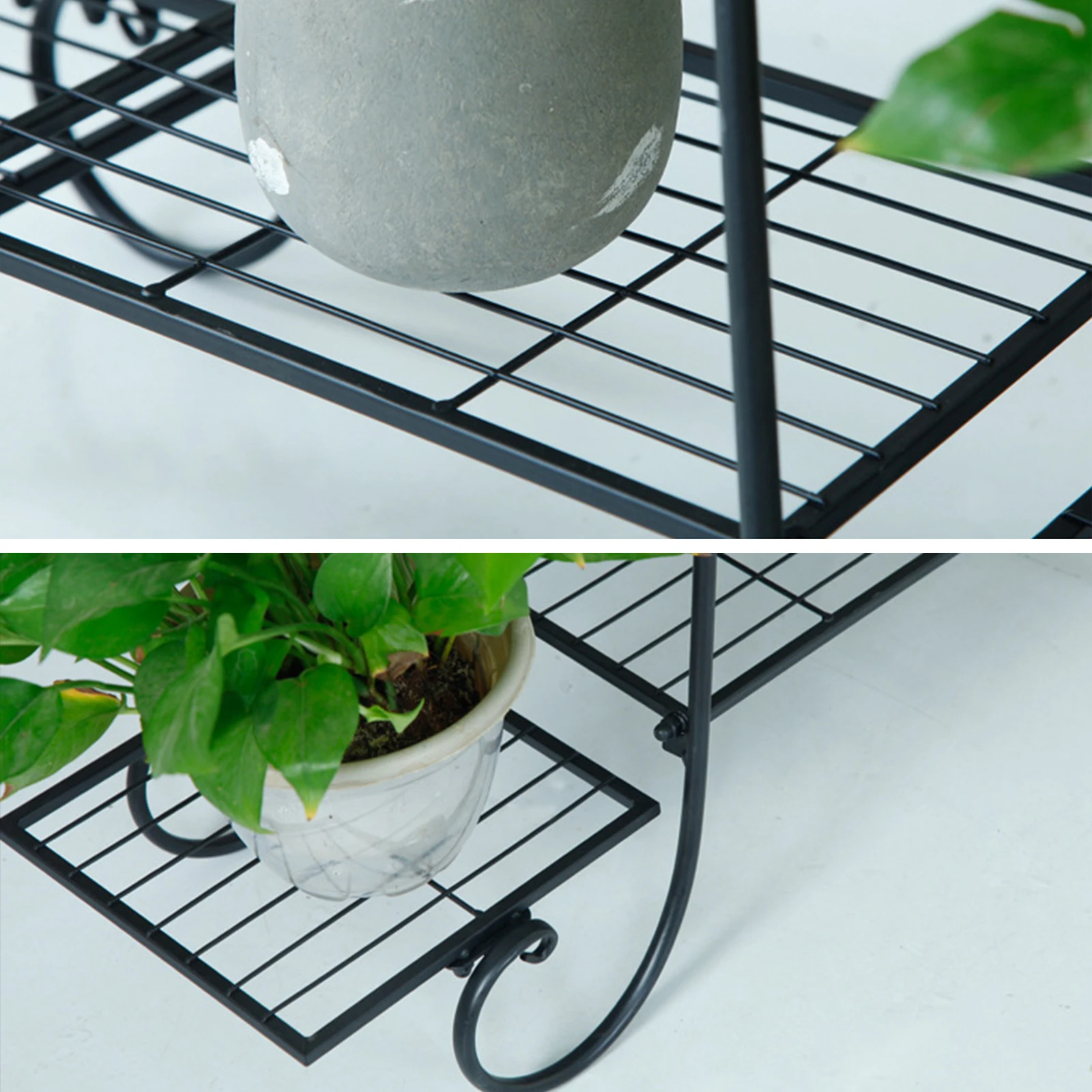 Black Plant Rack para Jardim e Varanda, Flower Rack, Six Pot, Quarto