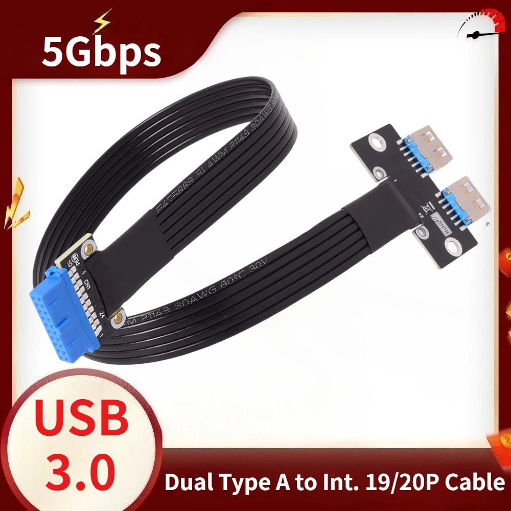 

USB 3.0 Double Type-A Female to Internal 19Pin Header Type-E Male Extension Cable USB 3.0 to Int.19/20P Cable for PC Motherboard