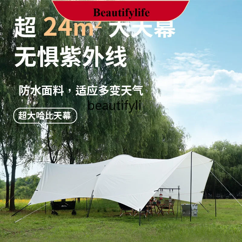 Outdoor Oversized Tunnel Tent Large Camping Thickened Rainproof Sunshade Rear Tent  H