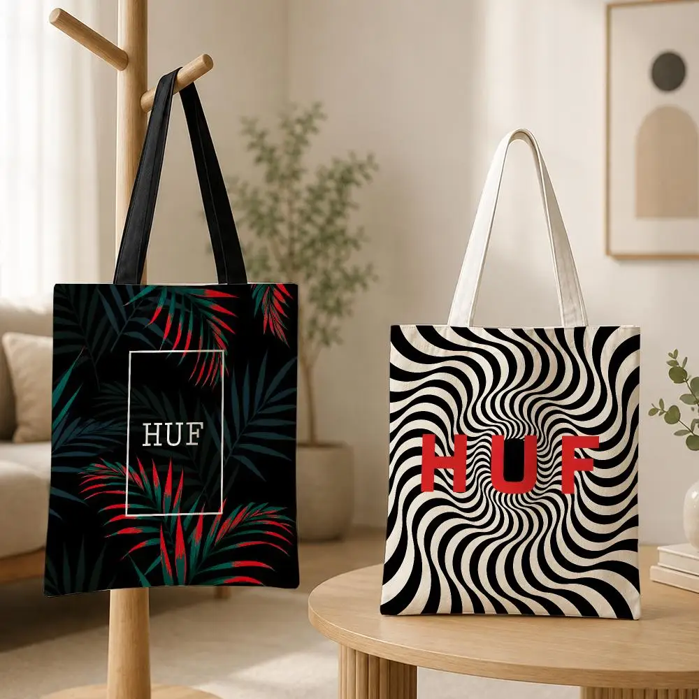 Bolsas de Almacenamiento Marca HUF, Bolsa de Lona para Mujer, Bolsa de Compras Reutilizable para la Escuela, el Trabajo, Viajes y Regalos