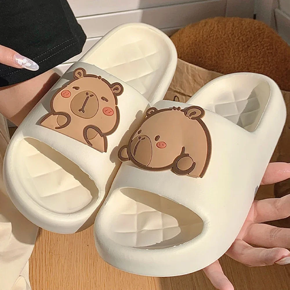 2026 new Cute Capybara Design Thick Sole Women Slippers Slides Bathroom Beach Indoor Sandals Summer Couple Shoes image 4