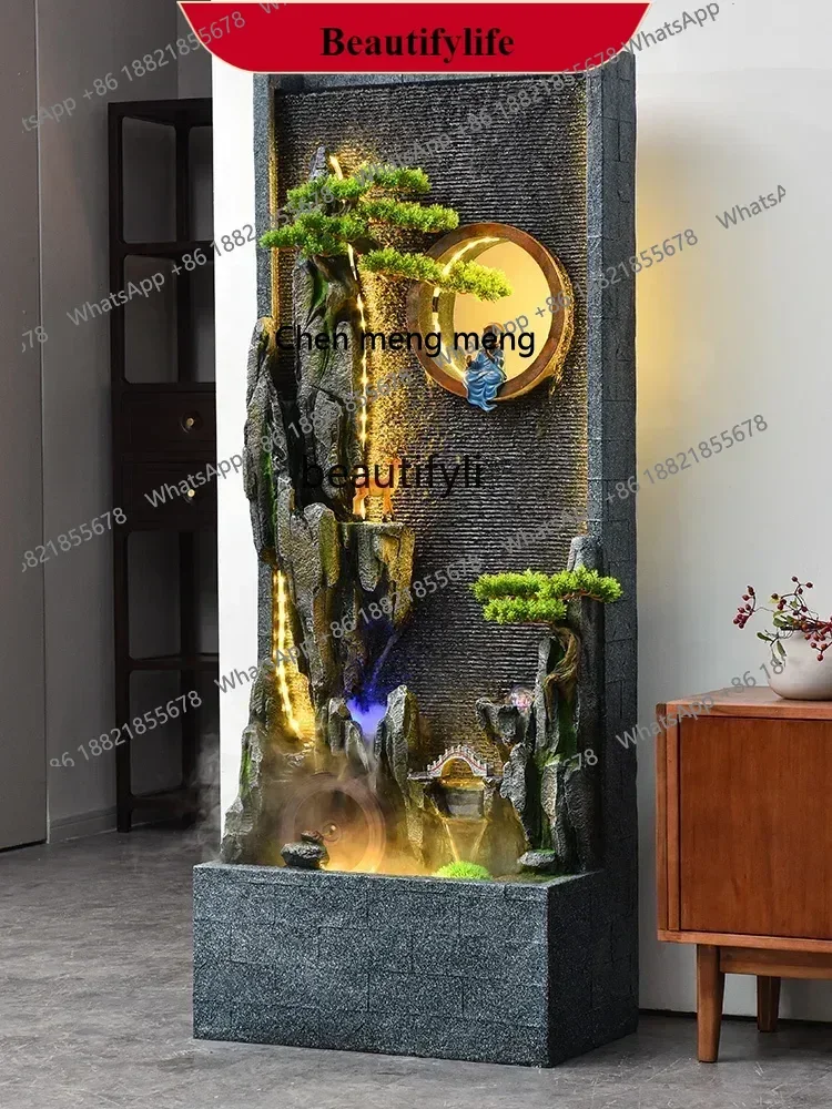 G153 S New Chinese Style Living Room Rockery Water Wall Water Curtain Wall Decoration Screen Hallway Partition Floor Landscape