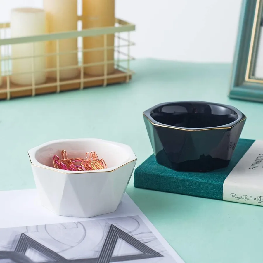 Soporte de Clip de papel, dispensador de Clip de papel de cerámica geométrico para escritorio, bonito organizador de Clip de papel, carpeta de oficina, soporte de Clip gris