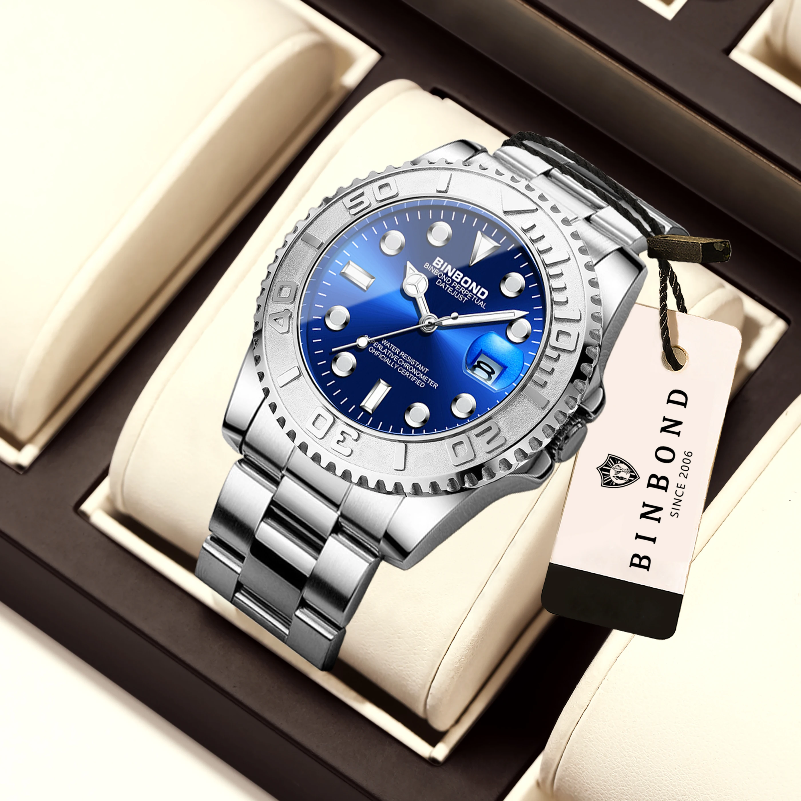 BINBOND Orginal Precise Quartz Wristwatches For Men Luxury Luminous Durable Waterproof Auto Date Men's Watch Casual Reloj