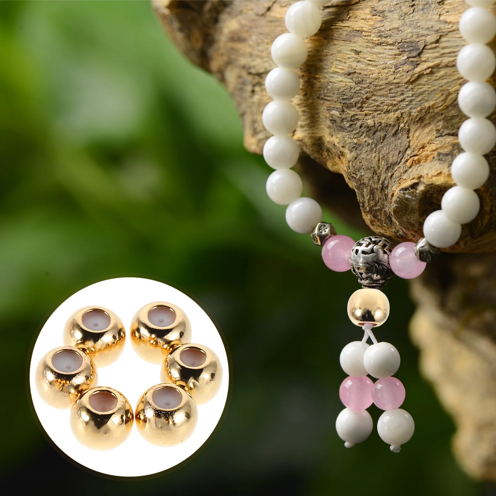 

50pcs Silicone Spacer Beads 5Mm Golden Round Rondelle Loose Beads For Diy Jewelry Making Bracelet Necklace Crafting Sliding