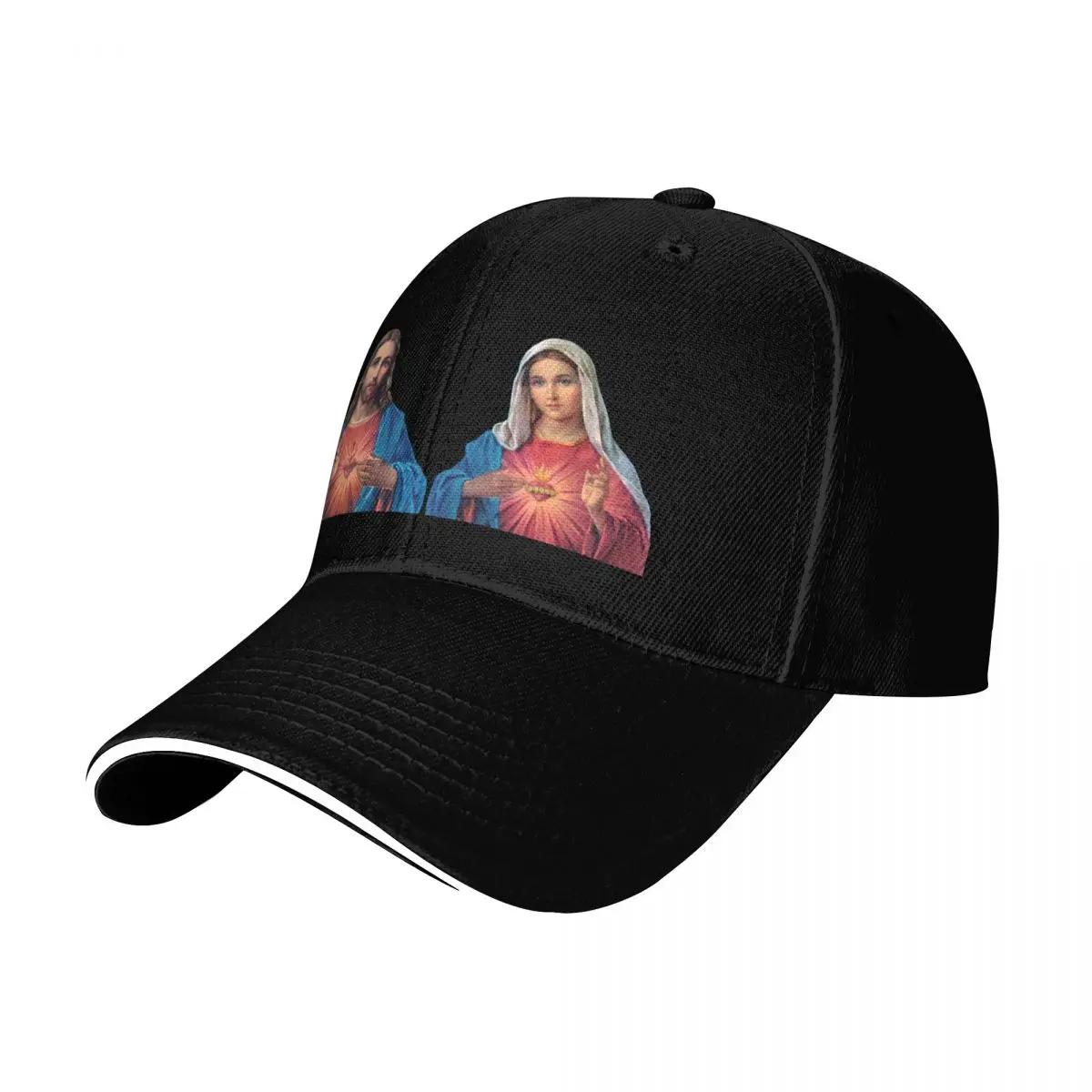 Sacred and Immaculate Hearts (Jesus and Mary) transparent background Baseball Cap Men Women Casual Summer Sport Sun Cap