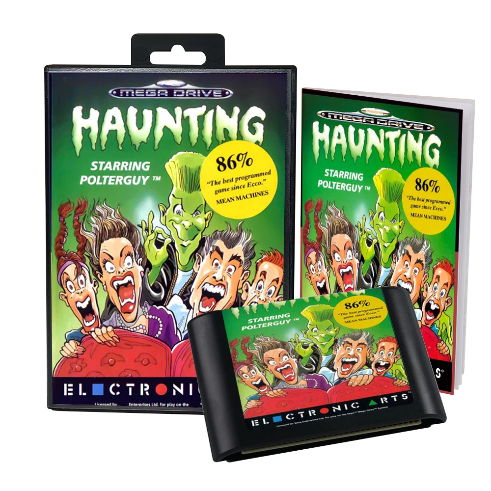 Haunting Starring Polterguy EUR Cover Game for SEGA MD Mega Drive Genesis Consoles Game Cartridge Box Manual