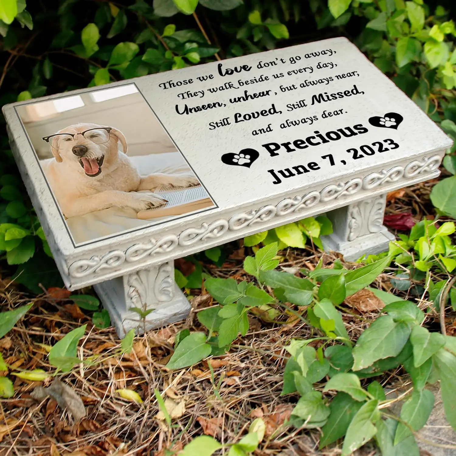 Placca in pietra da giardino commemorativa per animali domestici da banco personalizzata con foto colorata, lapide per cani lapide per cani lapide per gatti A