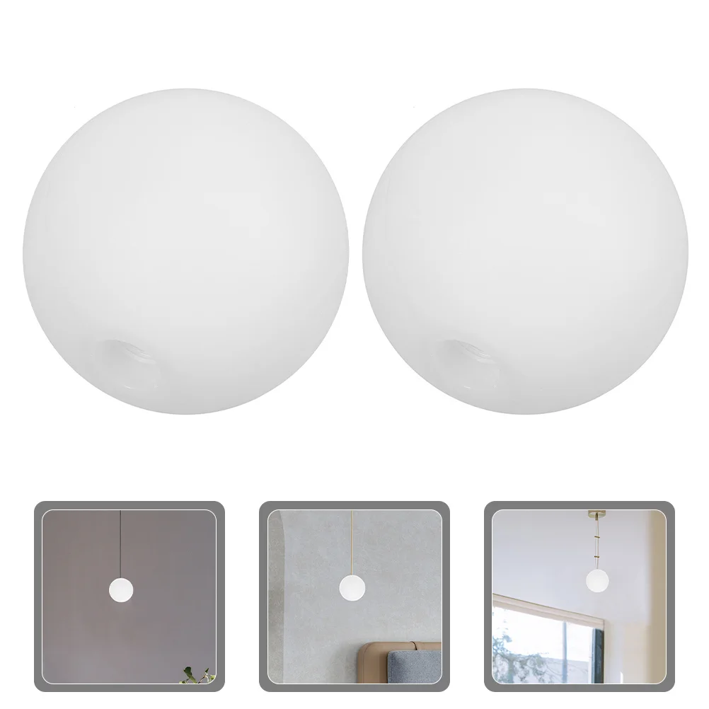 

2pcs Round Globe Lamp Shade White Acrylic Ceiling Pendant Light Cover Replacement Easy Install Soft Lighting For Living Room