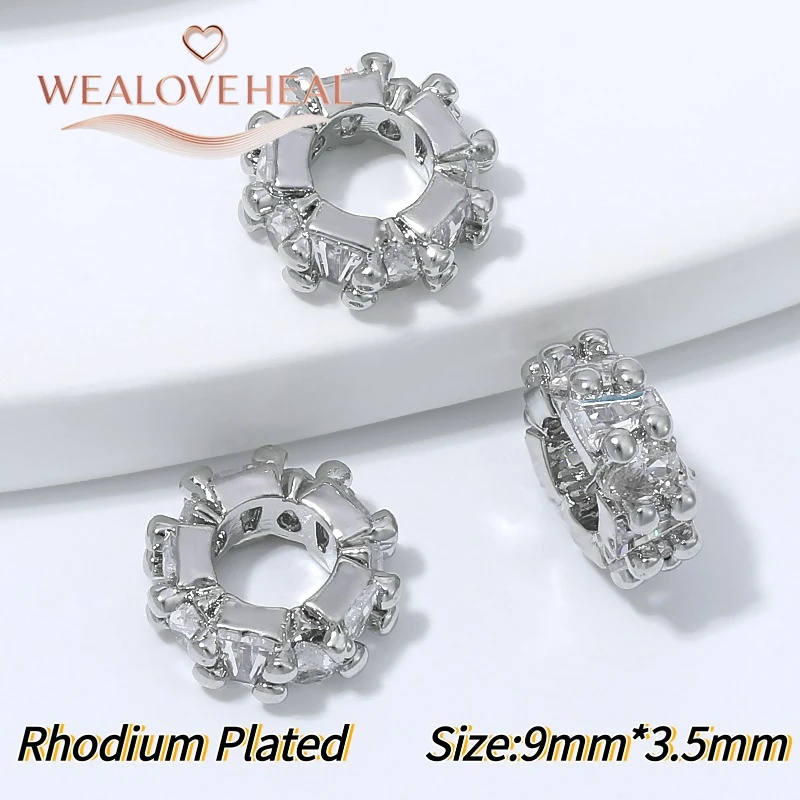 perlen für schmuckherstellung, 8mm 9mm Sunburst Spacer Perlen 4mm Großloch 18K Vergoldetes Messing Micro Pave CZ Spiky für DIY Armband Halskette Schmuckherstellung – Detail 30