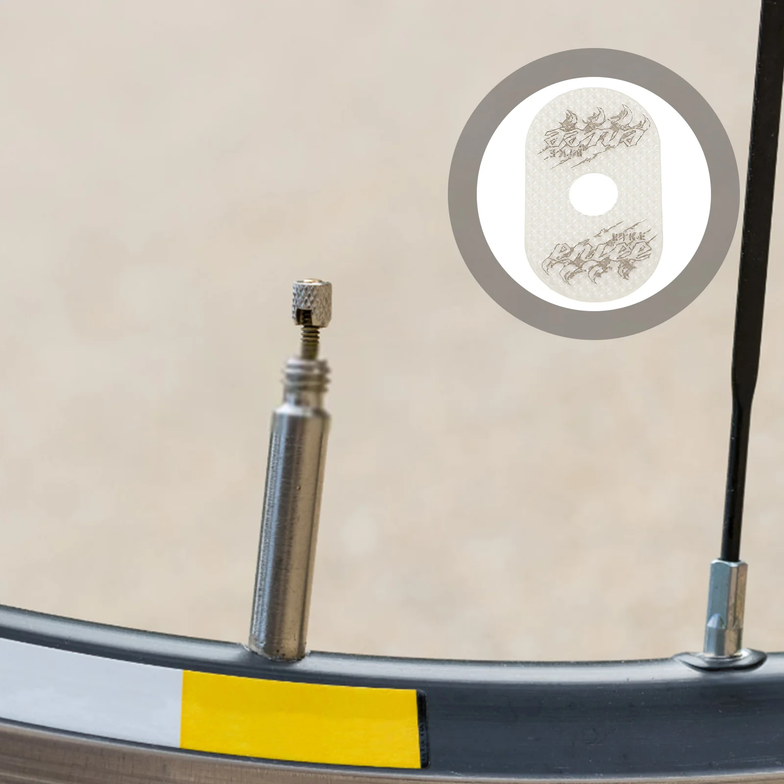 

1Pair Bike Tyre Stickers Premium Waterproof Air Nozzle Pads for Mountain Road Bicycle Protection Valve Stem Caps Tire Gasket