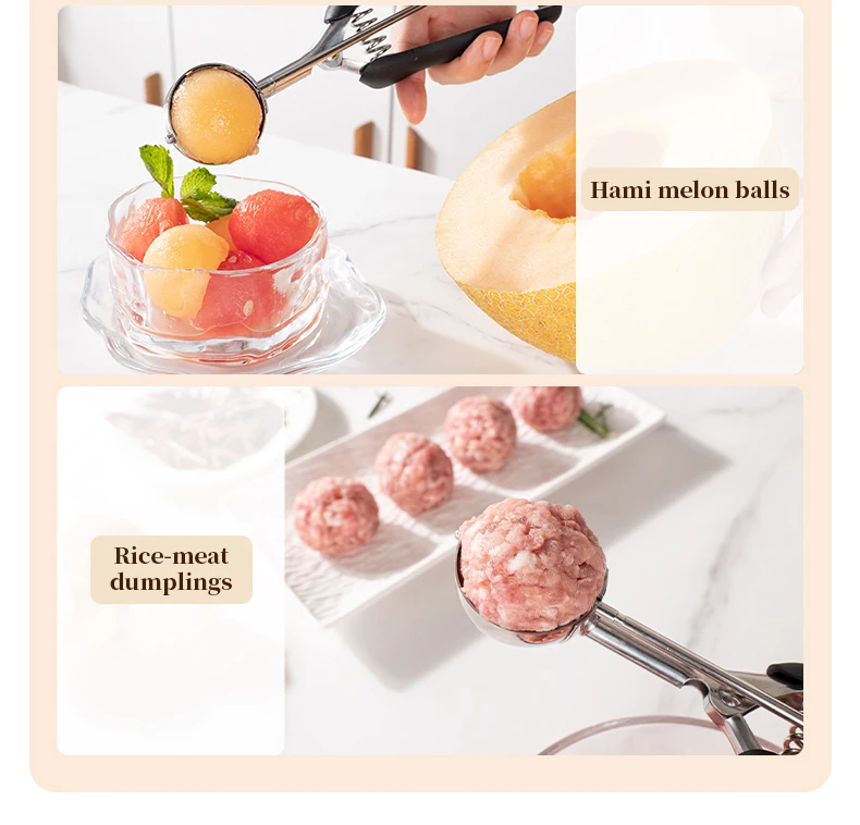 Edelstahl Eis Scoop Cookie Scoop Mehrzweck Eis Löffel Obst Scooper Melone Ball Teig Backen Küche Werkzeuge – Detail 10