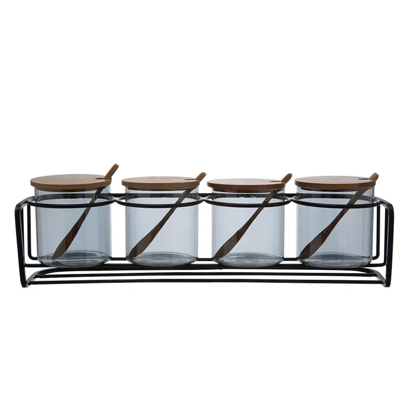 

Nordic Style Household Seasoning Jar Set Transparent Glass Simple Kitchen Sugar Salt Pepper Container