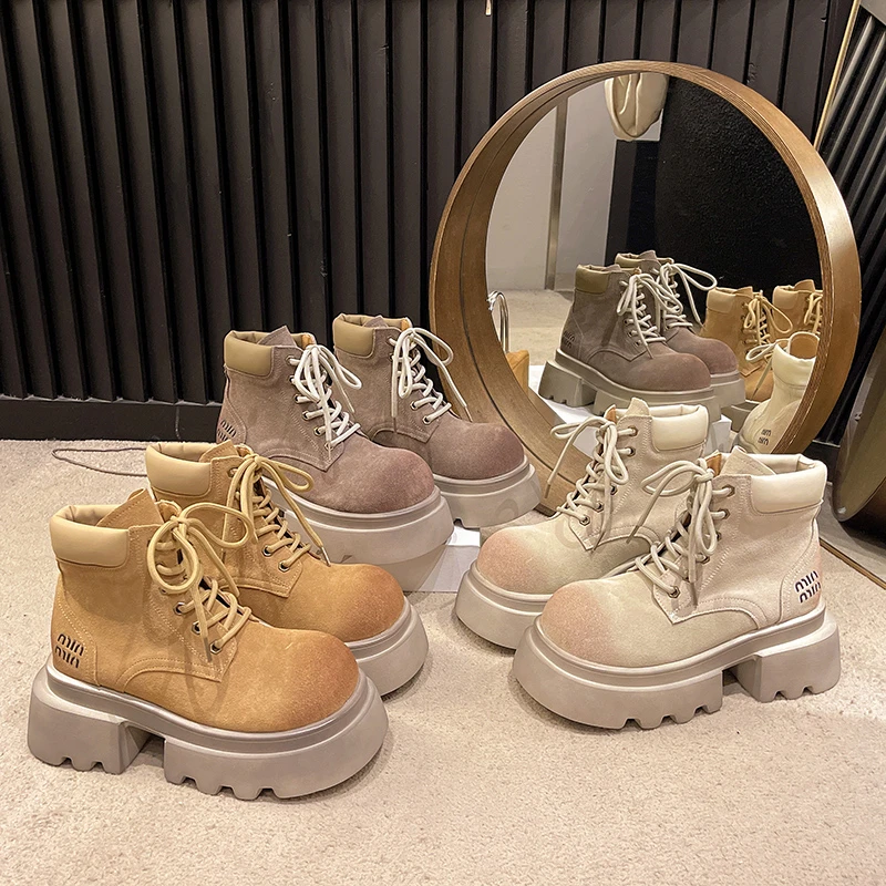 European Station Vintage Women\'s 2024 Autumn New Thick-Soled British Style Small Western Style Short Boots