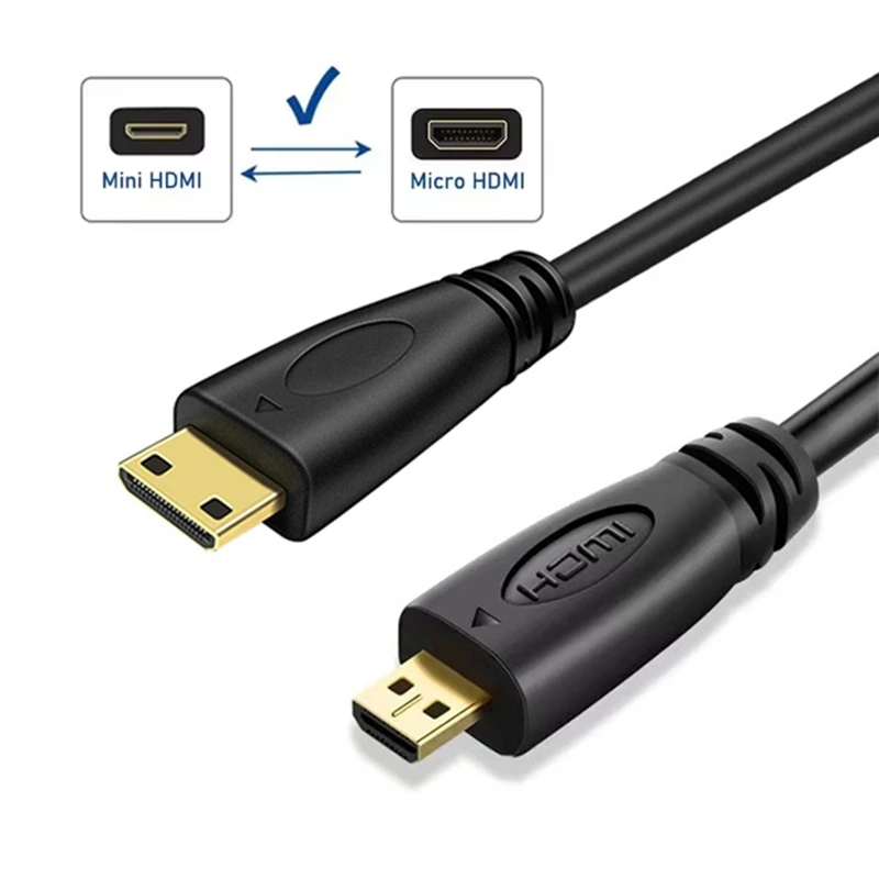 Câble Mini HDMI 3D 1080p, compatible avec Micro HDMI, pour projecteur GoPro Sony public vers public, câble C-D 0.3M 1M 1.8M