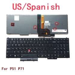 New US Spanish Laptop Backlit Keyboard For Lenovo Thinkpad P51 P71 Notebook PC Replacement
