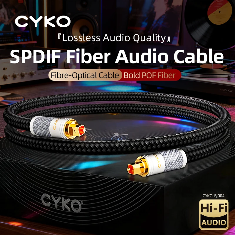 CYKO Premium Bold POF Conductor Audio Digital Optical Cable Toslink SPDIF for Amplifiers Blu-ray Xbox 360 PS4 Soundbar