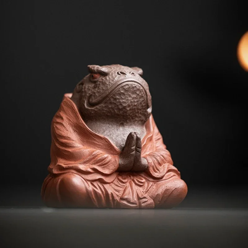 Purple sand toad fairy tea pet ornament boutique can be raised to attract wealth Golden toad Seiko fun pure handmade