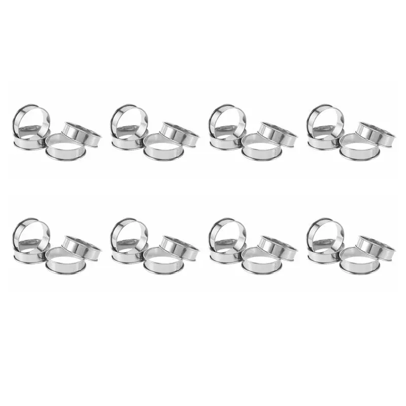 A19F-Double Rolled Tart Rings, English Muffin Rings Professional Crumpet Rings Set Of 32