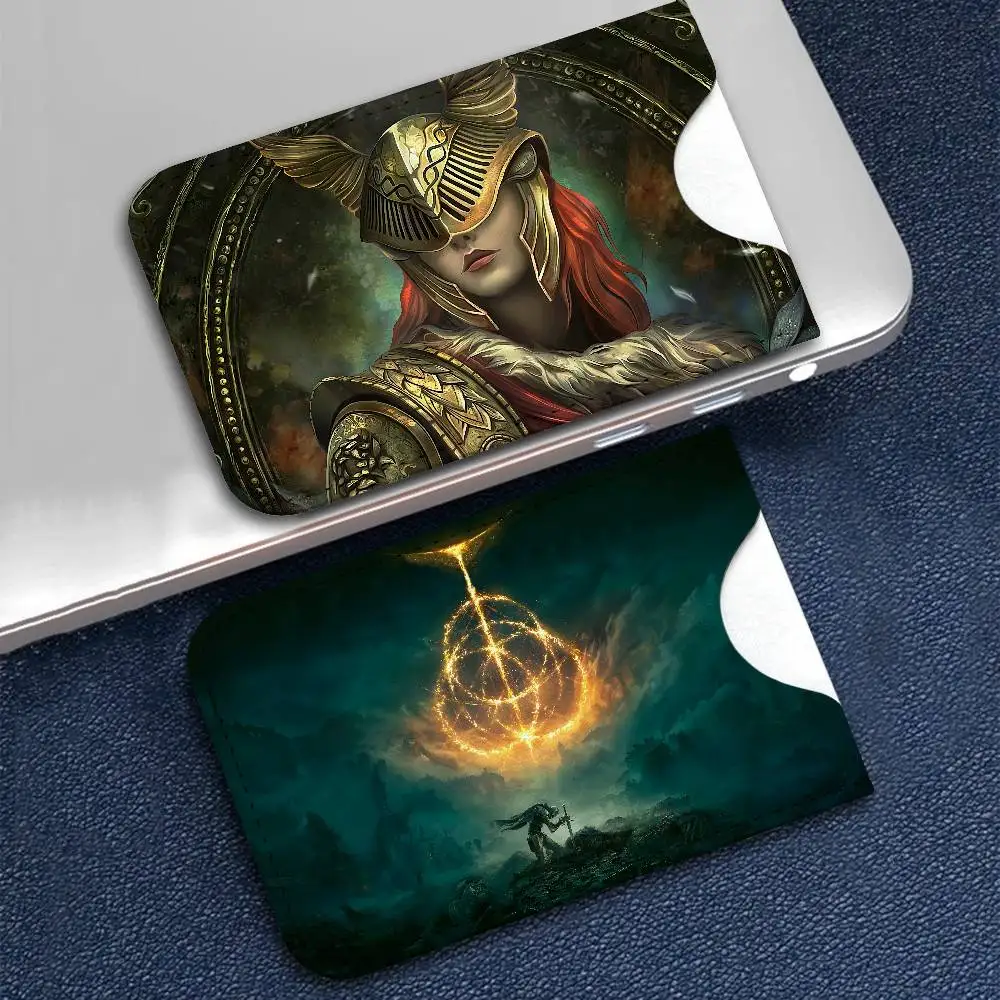Classic E-Elden Games R-Ringes Ultra Slim Men Leather Mini Wallet Lightweight Credit Bus ID Card Holder Case Daily Business Use