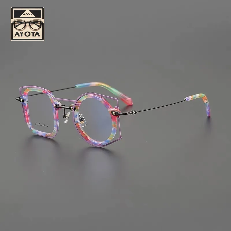 New one side a round personality glasses frame ultra light fashion color match men women myopia anti-blue discoloration eyewear