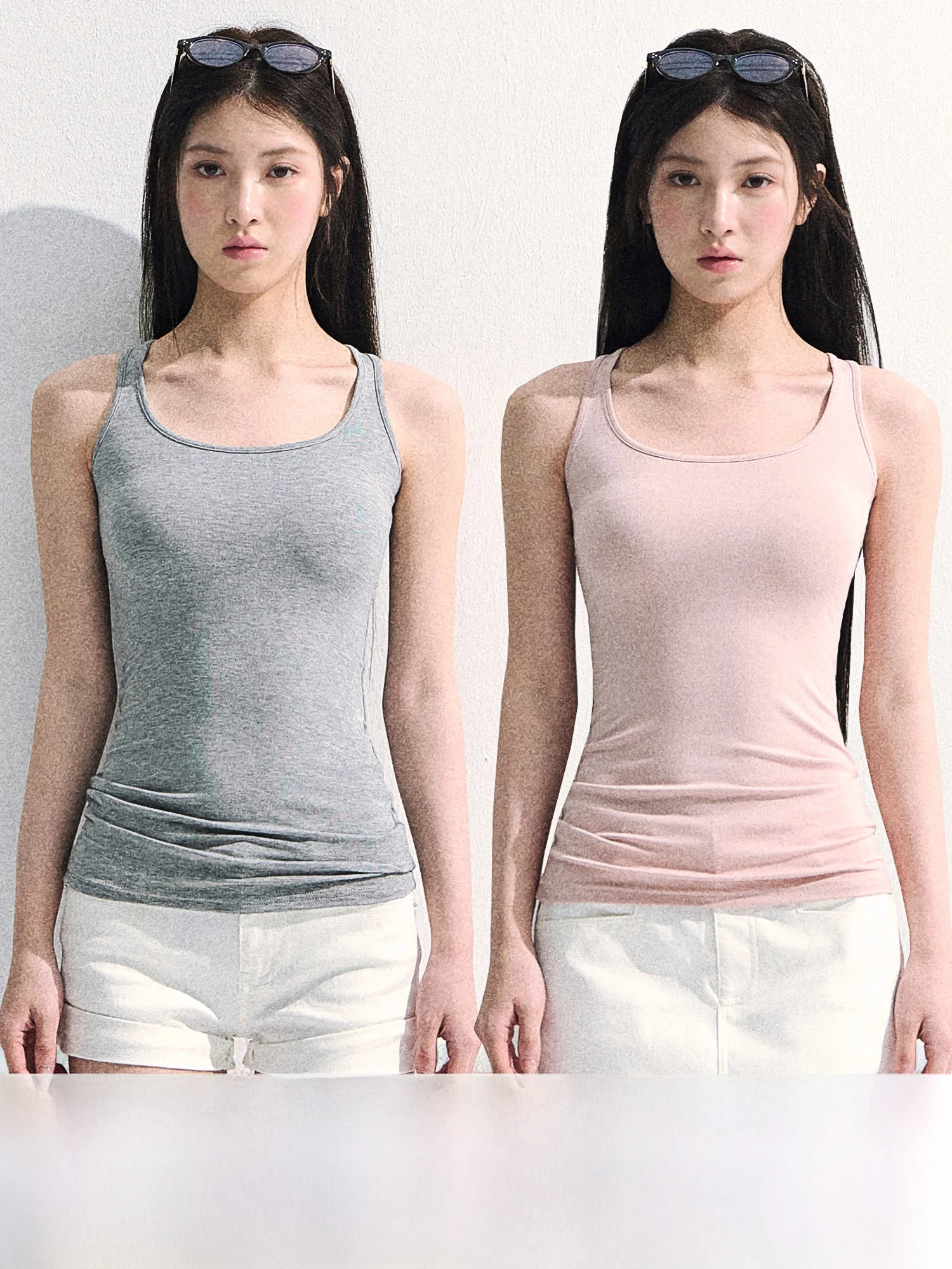 101PASSION Women's Slim Fit U-Neck Camisole Tank Top Inner Wear Strap Vest Cover Side Breast Fashionable Layering Style