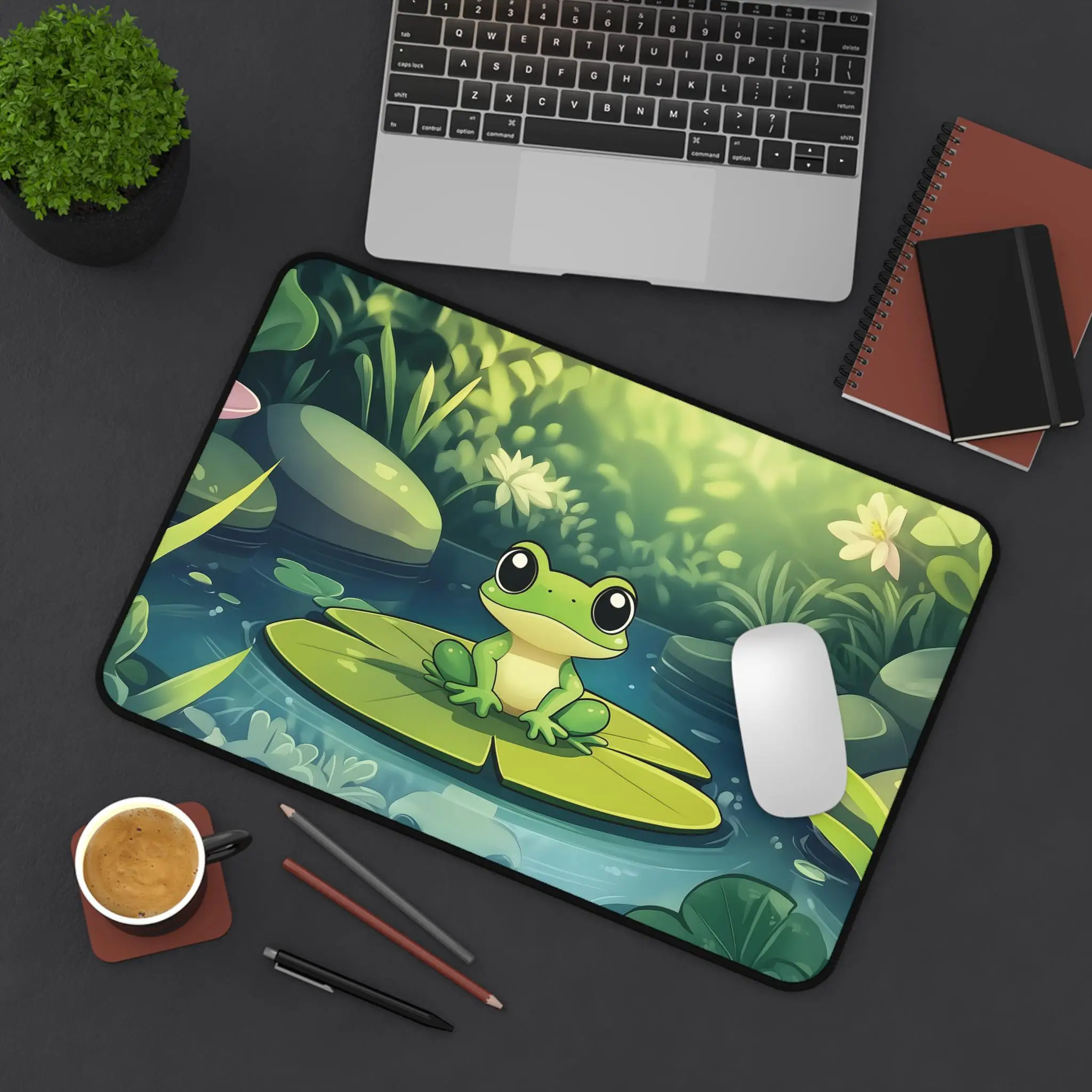 Cute Frog Pattern Desk Mats, Non-slip and Waterproof Gaming Mouse Pads, Office Decor Desk Mat, Perfect Gift for Friends