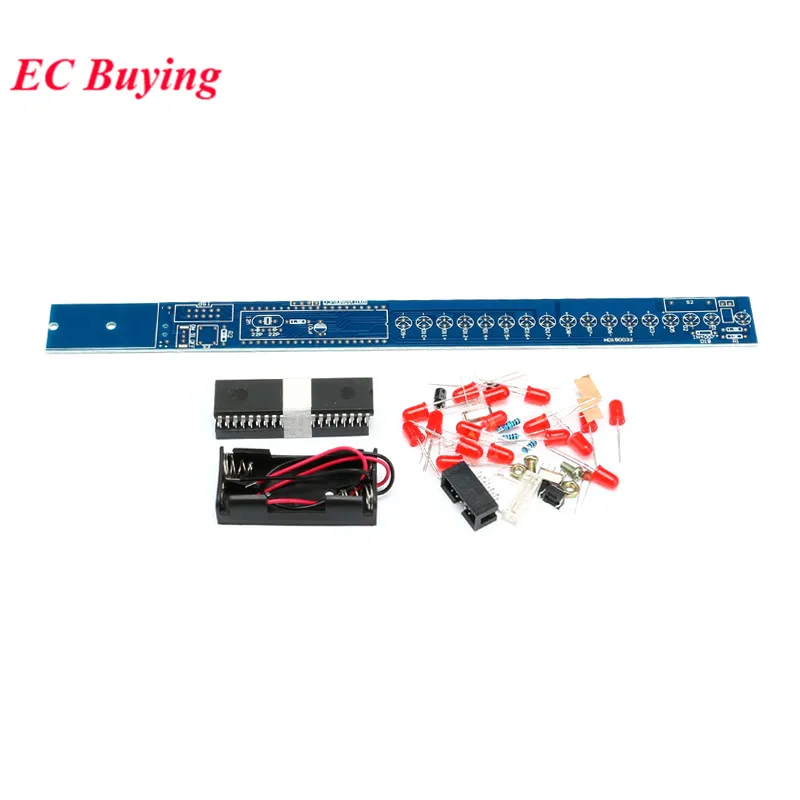 16 Bits POV LED Stick Light Rocker Diy Kit Shaking AT89S52 STC89C52 51 Microcontroller Electronic Solder Kits Red Display