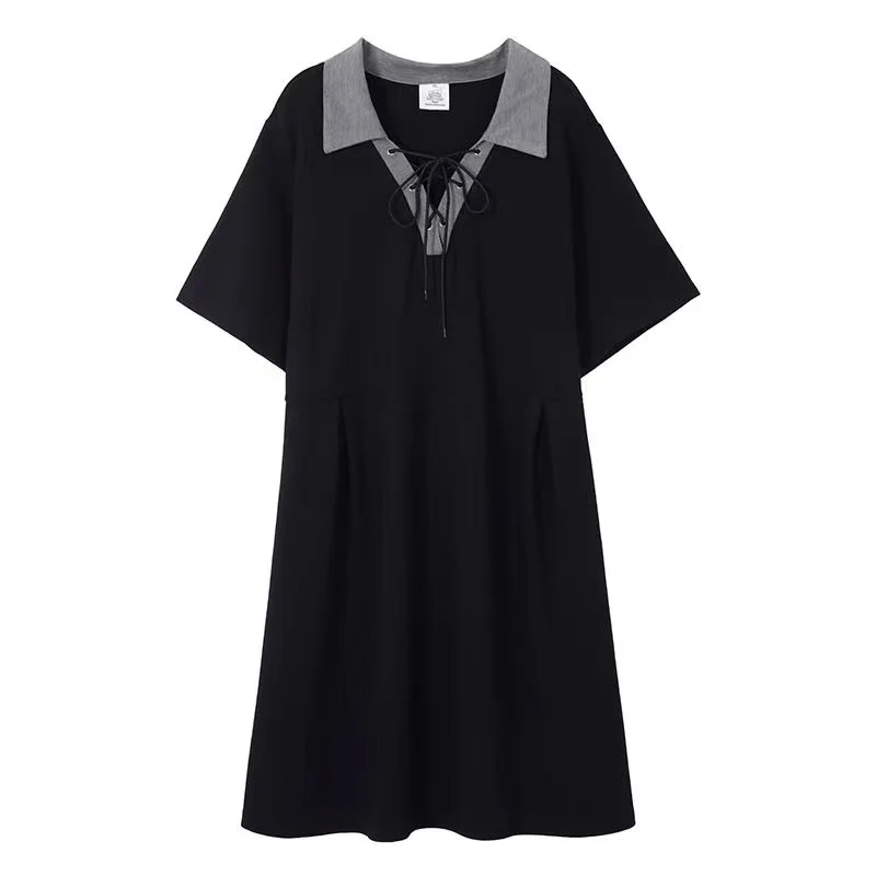 Vestido casual de algodão de manga curta feminino, solto, senhora gorda, camiseta grande, roupas femininas, tamanho grande, 150kg, verão