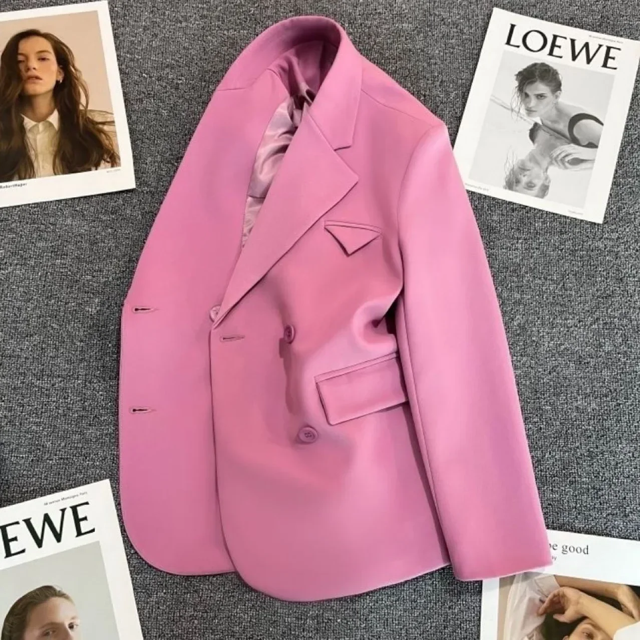 Blazer en coton rose pour femme, veste formelle pour femme, vêtements de travail d'affaires, manteau pour fille, robe de Rhélégante, mode, 1 pièce