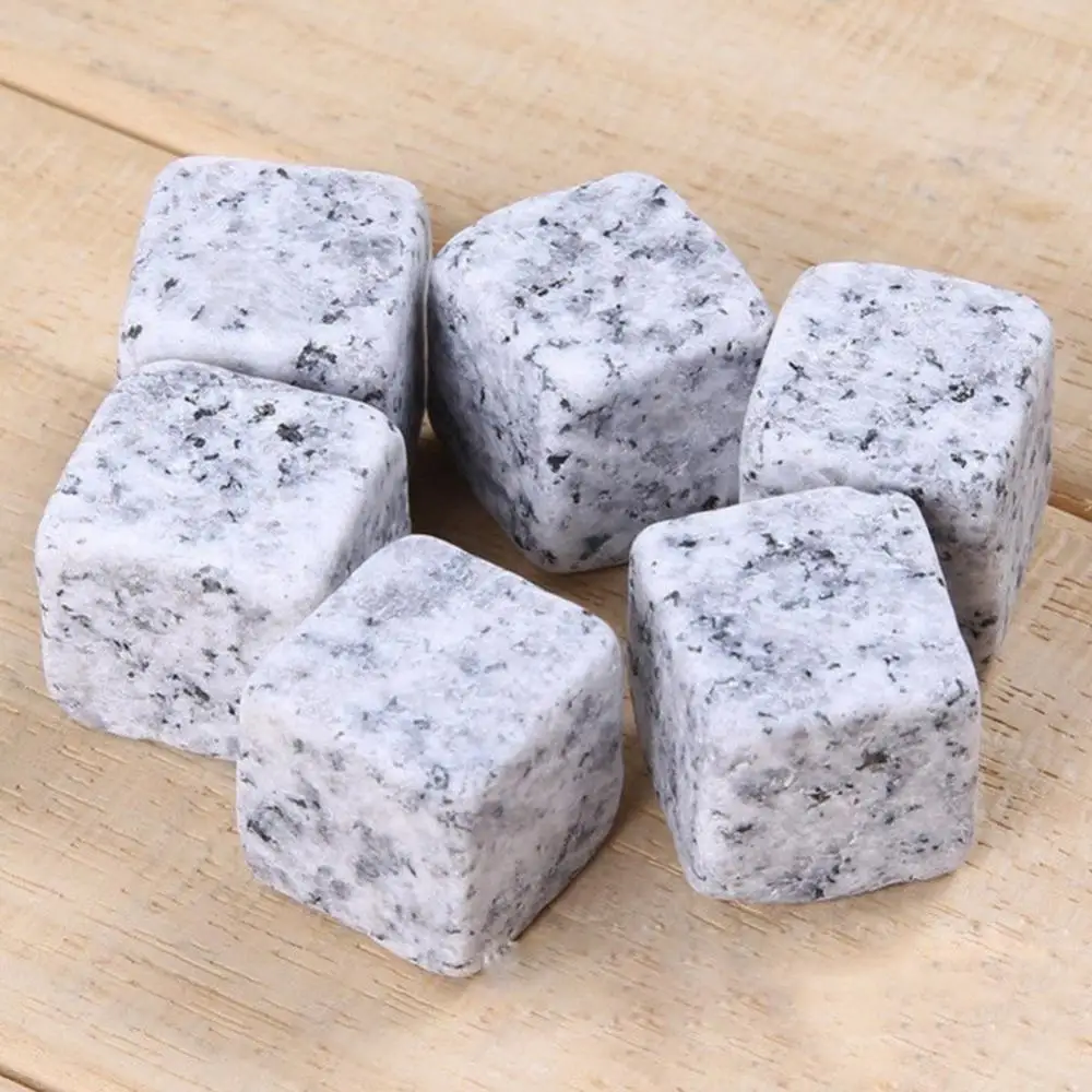 6/9Pcs Granite Ice Cube Stone Reusable Cooling Ice Cubes Whiskey Stones Granite Whiskey Rocks Bar Party Wine Chilling Stones