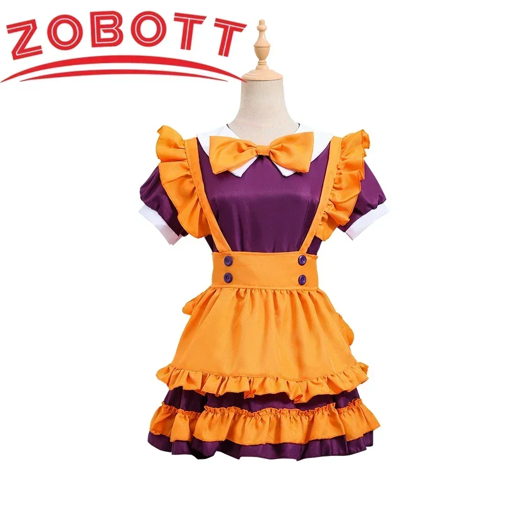 Color Cosplayer Halloween vestidos de Lolita naranja Anime japonés mucama Cosplay disfraz camarera fiesta escenario sirviente disfraces