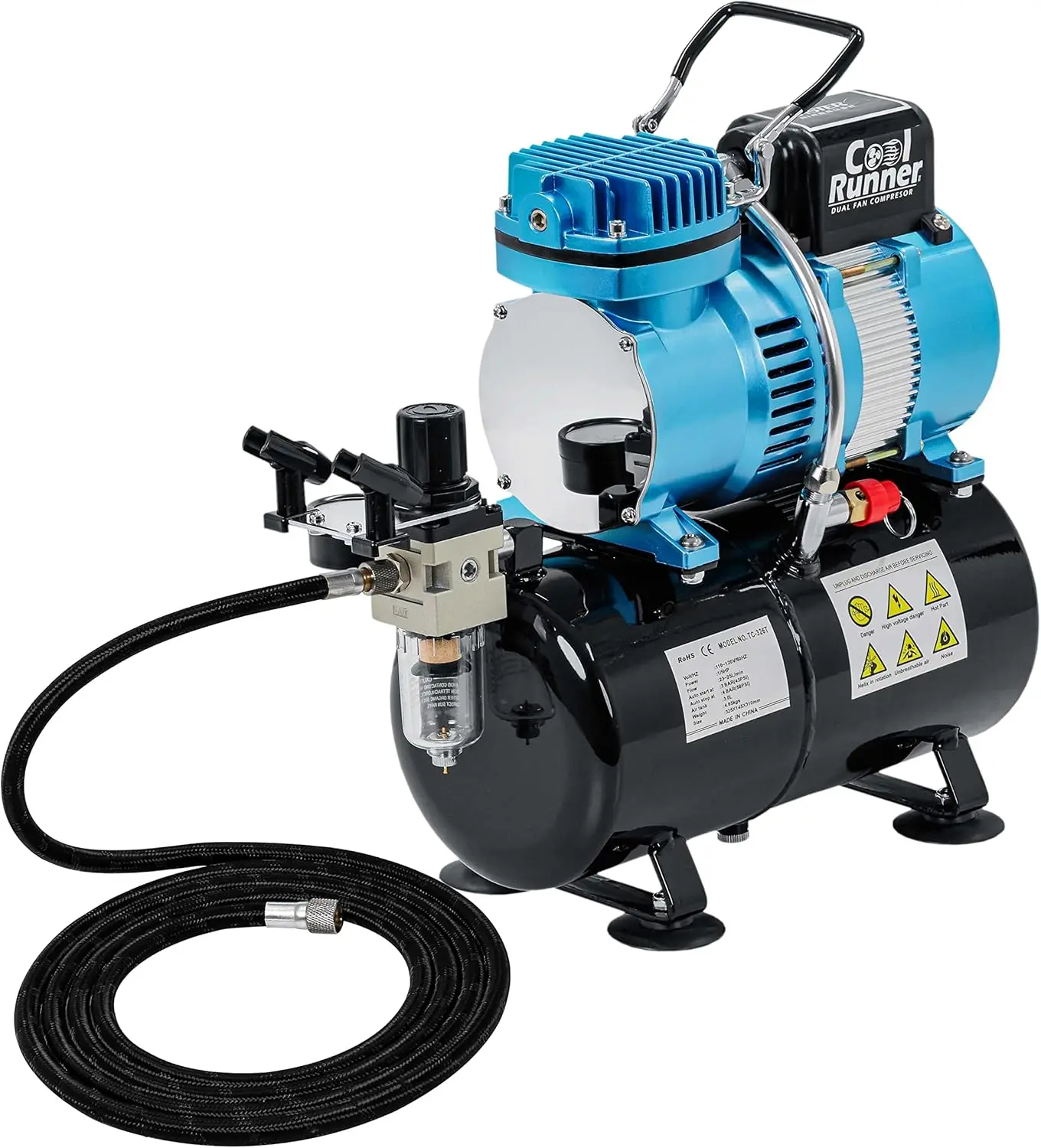 

1/5 HP Cool Runner II Dual Fan Tank Air Compressor Kit Model TC-326T - Professional Single-Piston with 2 Cooling