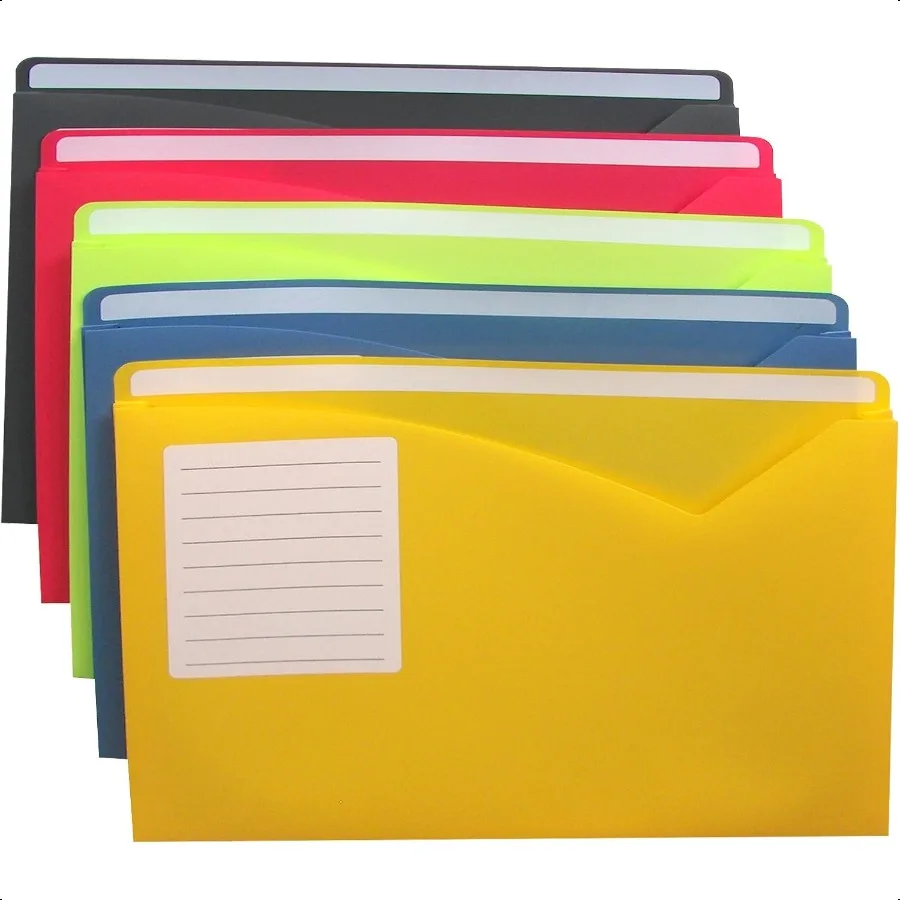 

Writeon Poly File Jackets Lime Green Amber Orange Steel Blue Pack of 10