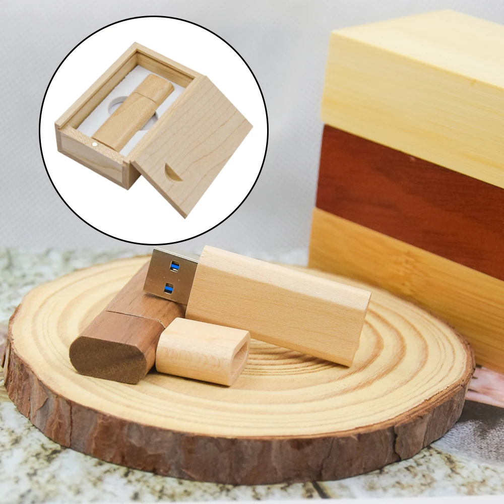10PCS LOT Wooden Box USB 3.0 Flash Drives 128GB Free Custom Logo Pen Drive 64GB High Speed Memory Stick 32GB 16GB 8GB 4GB