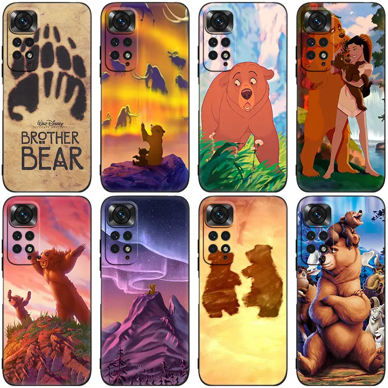 Disney Brother Bear Black Phone Case For Xiaomi Redmi Note 12 + 11 11S 11T 11E 10 10T 5G 10S 9S 9 8T 7 6 Pro Silicone Cover