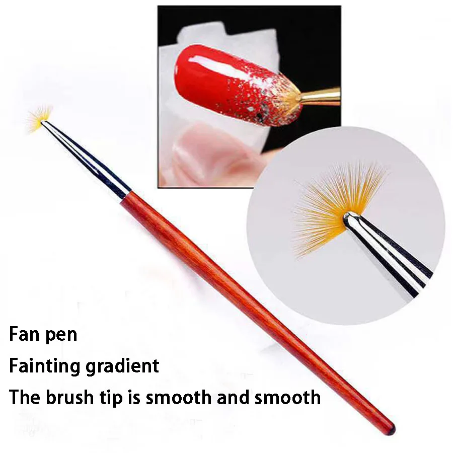 1pcs Nail Art Brush Fan Gradient Paint Draw Dust Glitter Powder Remover Clean Pen Acrylic Liner UV Gel Polish Tips Tool Manicur