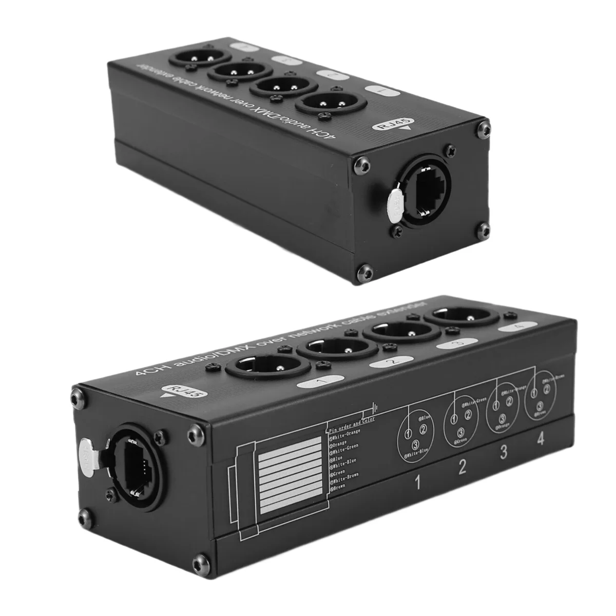 

FUFU 1Pair 4-Channel 3-Pin XLR Audio and over Network Cable Extender DMX512 Network Signal Extender 1 Male+1 Female