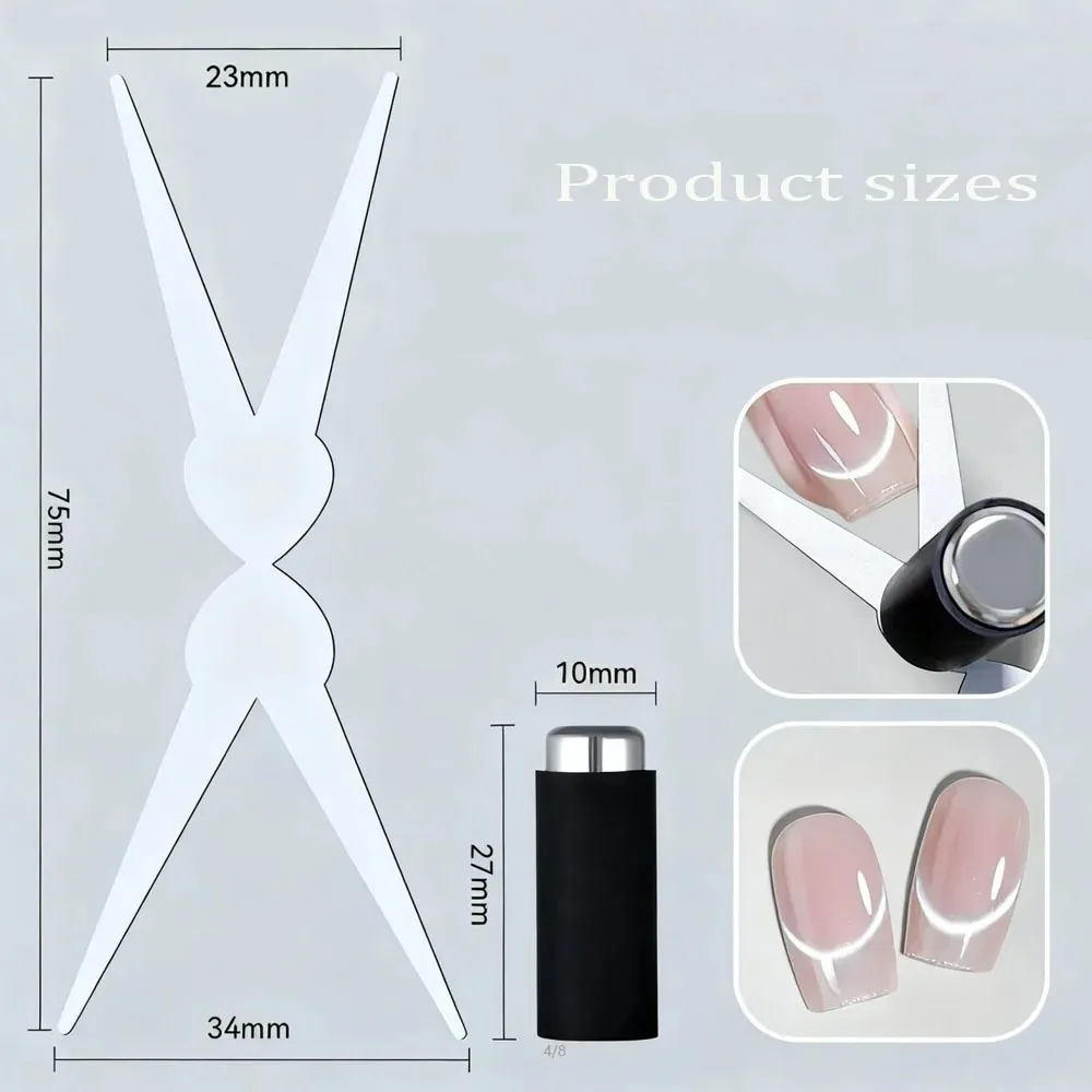 1/2Pcs Double-Head French Nail Art Magnet Set Strong Cat Eye Magnetic Rod French V-Shaped Effect Gel Polish Manicure Magnet Tool gallery 4