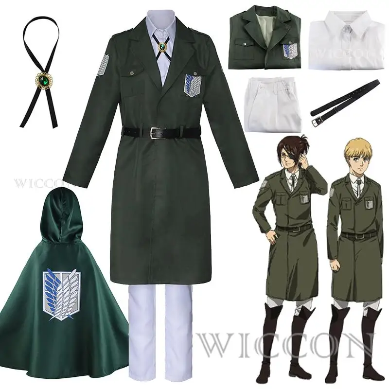 Anime AOT Eren Levi Cosplay Costume Shingeki No Kyojin Scouting Legion Soldier Uniform Halloween Costume for Adult