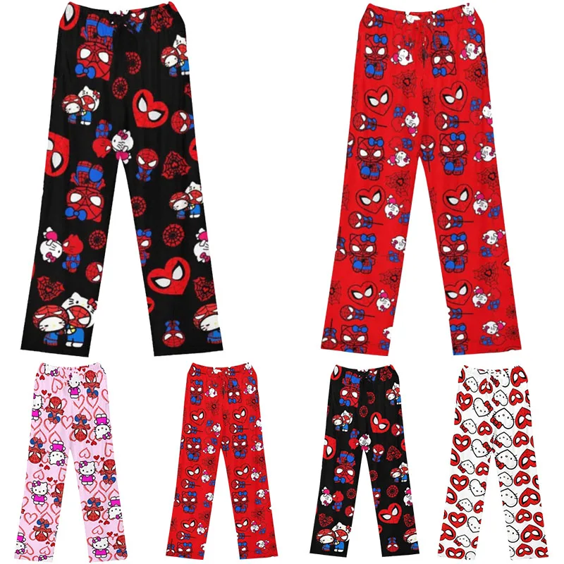 SanrioHello Kitty Marvel Spider-Man Cartoon pajamasSpring/Summer PantsChildren's home pantsOutgoing walking pantsFemale student